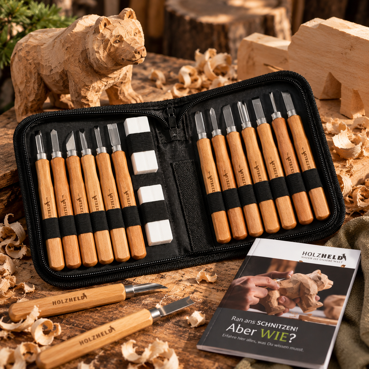 Holzheld® Schnitzwerkzeugset (16-teilig)