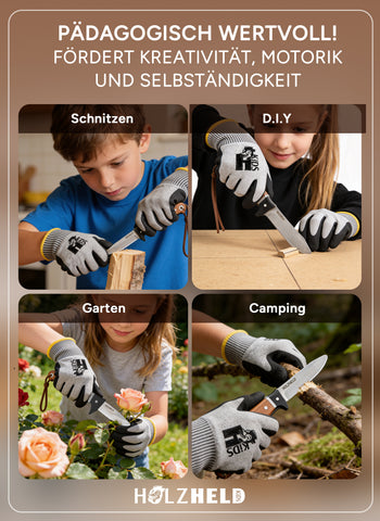 HolzheldKids® Outdormesser in Lederscheide