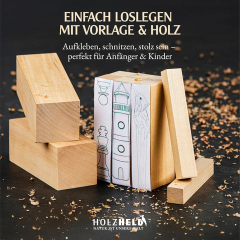 Holzheld® Schnitzholz Linde - 10-teiliges Set