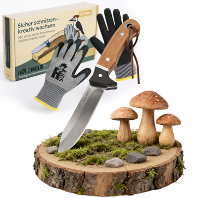 HolzheldKids® Outdormesser in Lederscheide