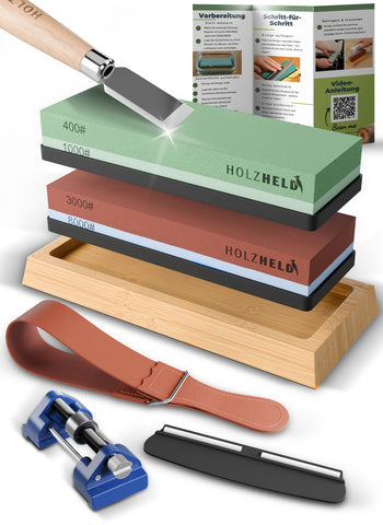 Holzheld® Premium Schleifstein-Set 4-in-1 (400/1000/3000/8000)