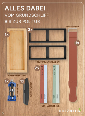 Holzheld® Premium Schleifstein-Set 4-in-1 (400/1000/3000/8000)