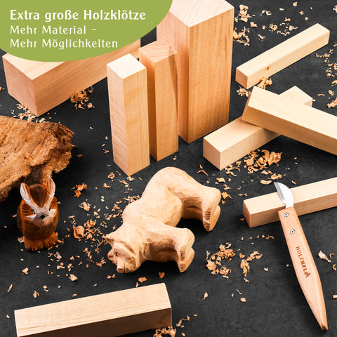 Holzheld® Schnitzholz Linde XXL - 10-teiliges Set