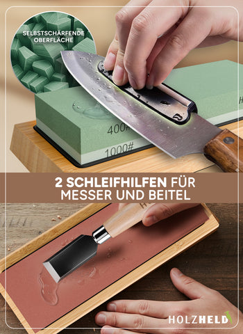 Holzheld® Premium Schleifstein-Set 4-in-1 (400/1000/3000/8000)